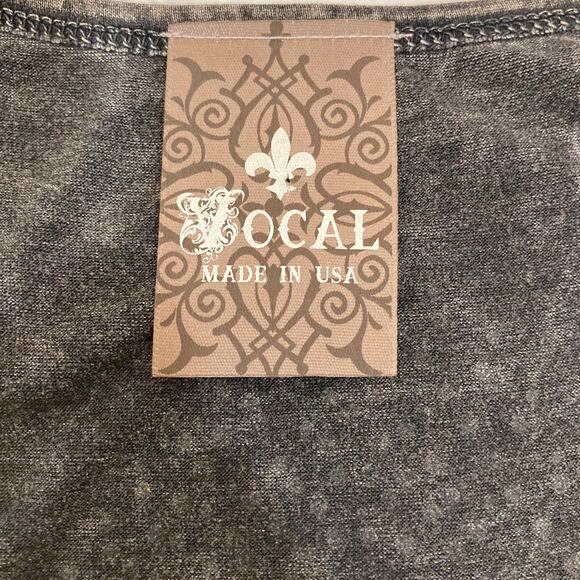 Vocal fringe rhinestone tank dress, size small acid wash aztec graphic boho midi - Picture 6 of 8